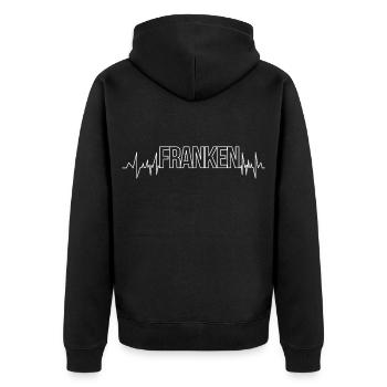 Franken Herzschlag & Fränkisch in bayern Geschenk - Unisex Premium Bio Zip Hoodie - Schwarz - Hinten - Nico (187cm)