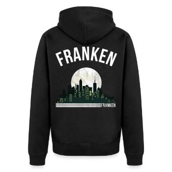 Franken - Unisex Premium Bio Zip Hoodie - Schwarz - Hinten - Nico (187cm)