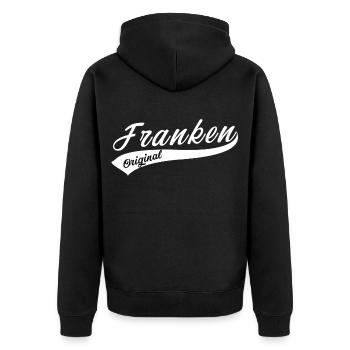 Franken Fränkisch - Unisex Premium Bio Zip Hoodie - Schwarz - Hinten - Nico (187cm)