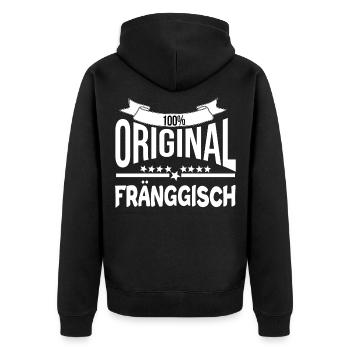 Bayern franken fränkisch und mittelfranken Dialekt - Unisex Premium Bio Zip Hoodie - Schwarz - Hinten - Nico (187cm)