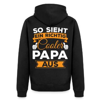 Cool dad shirt - gift for the coolest dad - Unisex Premium Organic Zip Hoodie - black - Back - Nico (187cm)