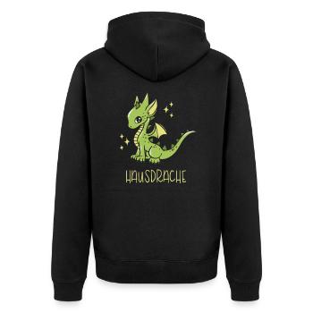 Hausdrache. Stark, Mutig und Unbesiegbar. Drache - Unisex Premium Bio Zip Hoodie - Schwarz - Hinten - Nico (187cm)