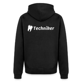 Zahntechniker - Unisex Premium Bio Zip Hoodie - Schwarz - Hinten - Nico (187cm)