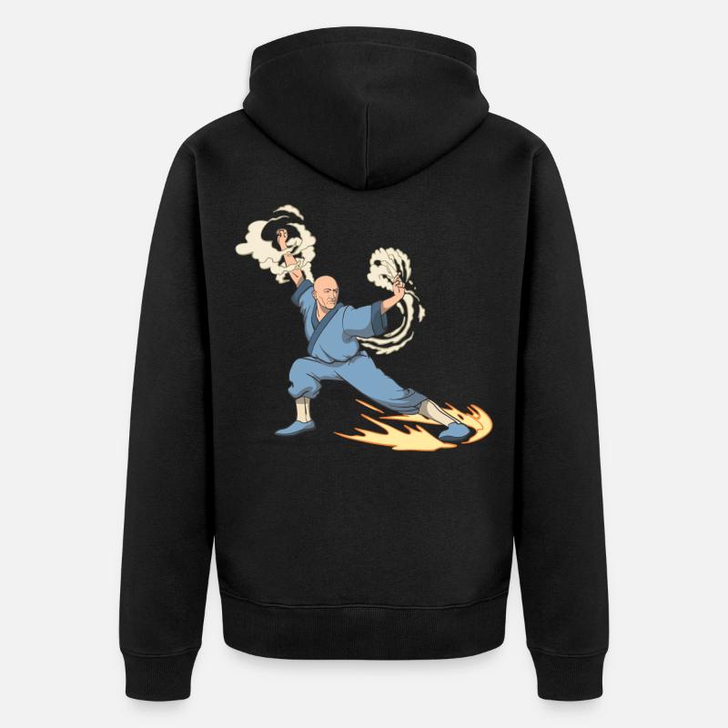 Fantaisie moine combattant kick kick - Veste à capuche bio Premium Unisexe - noir