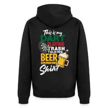 Dart Hobby Bier - Unisex Premium Bio Zip Hoodie - Schwarz - Hinten - Nico (187cm)