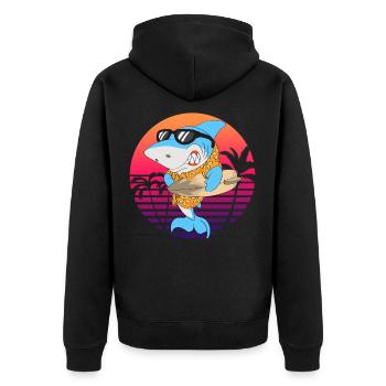 Surfer shark surfing vacation - Unisex Premium Organic Zip Hoodie - black - Back - Nico (187cm)