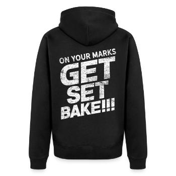 Backen Gebäck - Unisex Premium Bio Zip Hoodie - Schwarz - Hinten - Nico (187cm)