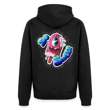 "So süß!" - Eis - Unisex Premium Bio Zip Hoodie - Schwarz - Hinten - Nico (187cm)
