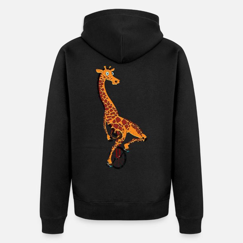 Einrad, Einrad Giraffe - Unisex Premium Bio Zip Hoodie - Schwarz