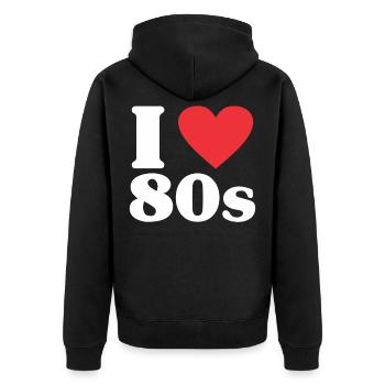 80 amour coeur nostalgie cadeau anniversaire - Veste à capuche bio Premium Unisexe - noir - Dos - Nico (187cm)