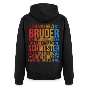 Vintage Bruder & Großer bruder und Schwester Stolz - Unisex Premium Bio Zip Hoodie - Schwarz - Hinten - Nico (187cm)