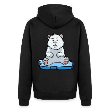 Polaire, Pôle Nord, Ours Polaire, Arctique, Climat, Co2, Nature, Animal - Veste à capuche bio Premium Unisexe - noir - Dos - Nico (187cm)