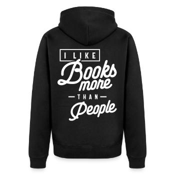 Drôle, j'aime les livres plus que les gens - Veste à capuche bio Premium Unisexe - noir - Dos - Nico (187cm)