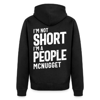 Ich bin nicht kurz, ich bin ein Volk McNugget lustiges Geschenk - Unisex Premium Bio Zip Hoodie - Schwarz - Hinten - Nico (187cm)
