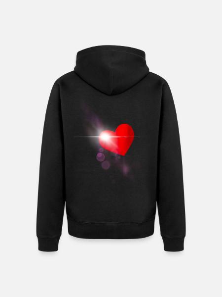 Red heart - Unisex Premium Organic Zip Hoodie - black