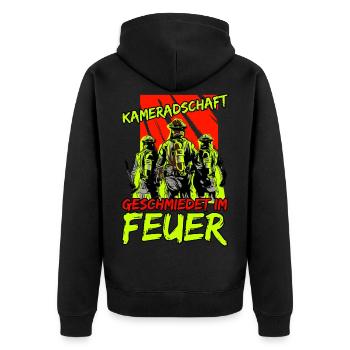 Feuerwehrtrupp Geschenk Spruch Feuerwehr - Unisex Premium Bio Zip Hoodie - Schwarz - Hinten - Nico (187cm)