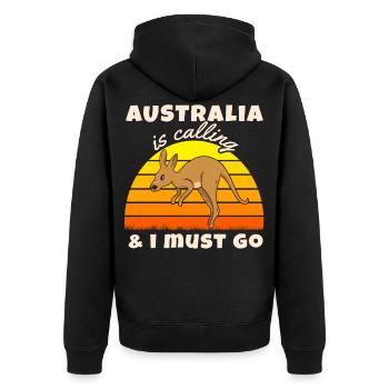 L'Australie appelle T-Shirt Kangaroo Backpacker R - Veste à capuche bio Premium Unisexe - noir - Dos - Nico (187cm)
