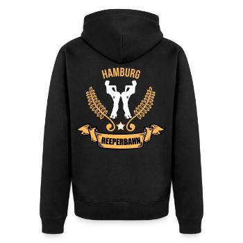Reeperbahn Kiez in Hamburg St Pauli fan Geschenk - Unisex Premium Bio Zip Hoodie - Schwarz - Hinten - Nico (187cm)