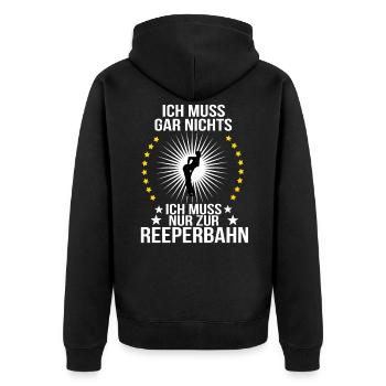 Reeperbahn Hamburg Kiez Geschenk für Pauli hafen - Unisex Premium Bio Zip Hoodie - Schwarz - Hinten - Nico (187cm)