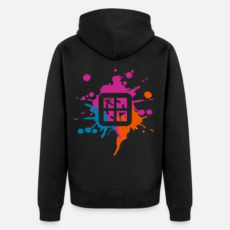 Geocaching Farbiger Klecks - Unisex Premium Bio Zip Hoodie - Schwarz