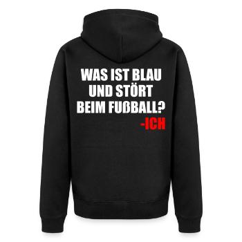 Witz Spruch Fussball Geschenk - Unisex Premium Bio Zip Hoodie - Schwarz - Hinten - Nico (187cm)