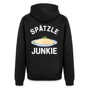 Schwaben Spätzle Junkie in Schwäbisch Stuttgart - Unisex Premium Bio Zip Hoodie - Schwarz - Hinten - Nico (187cm)