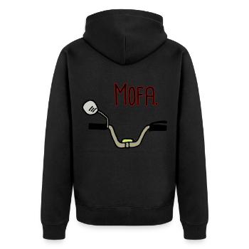 Mofa Lenker 25 Kmh Statement - Unisex Premium Bio Zip Hoodie - Schwarz - Hinten - Nico (187cm)