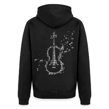 Violin violin music clef sheet music orchestra - Unisex Premium Organic Zip Hoodie - black - Back - Nico (187cm)