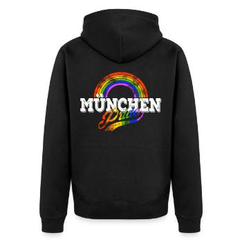 LGBT München Gay Pride CSD Coming Out Queer - Unisex Premium Bio Zip Hoodie - Schwarz - Hinten - Nico (187cm)