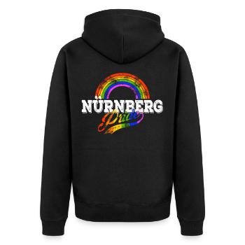 LGBT Nürnberg Gay Pride CSD Queer Regenbogen - Unisex Premium Bio Zip Hoodie - Schwarz - Hinten - Nico (187cm)