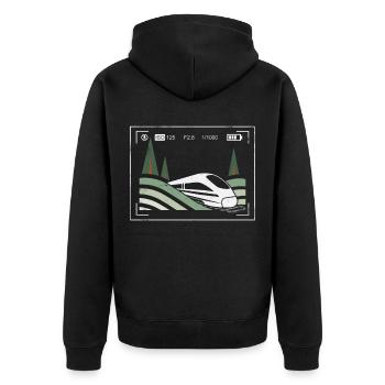 Trainspotting Railway Train Photography Gift - Unisex Premium Organic Zip Hoodie - black - Back - Nico (187cm)