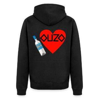 Ouzo love in Greece for Greek gift - Unisex Premium Organic Zip Hoodie - black - Back - Nico (187cm)