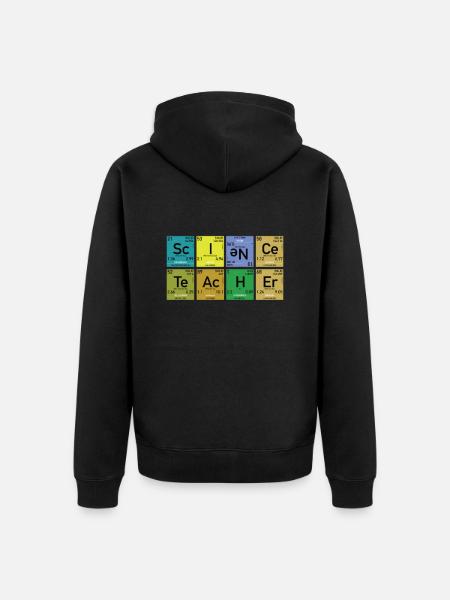 Nerd Funny Elements Science Teacher - Unisex Premium Organic Zip Hoodie - black
