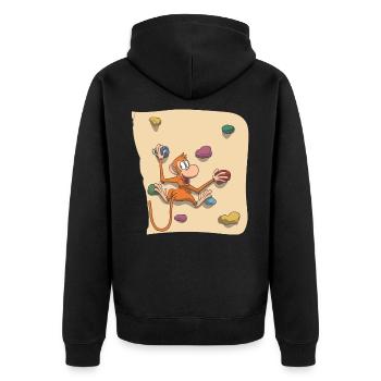 Affe beim Bouldern - Unisex Premium Bio Zip Hoodie - Schwarz - Hinten - Nico (187cm)