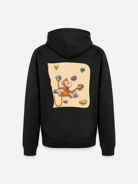Monkey bouldering - Unisex Premium Organic Zip Hoodie - black