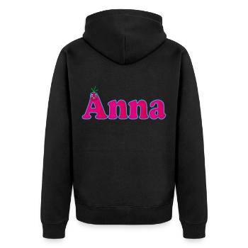 Vorname Anna - Unisex Premium Bio Zip Hoodie - Schwarz - Hinten - Nico (187cm)