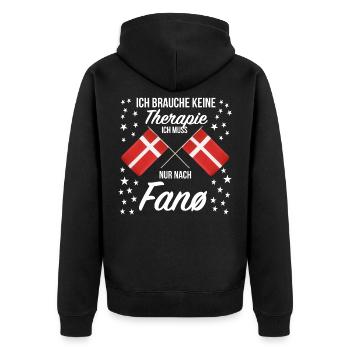 Therapie Fanø - Unisex Premium Bio Zip Hoodie - Schwarz - Hinten - Nico (187cm)