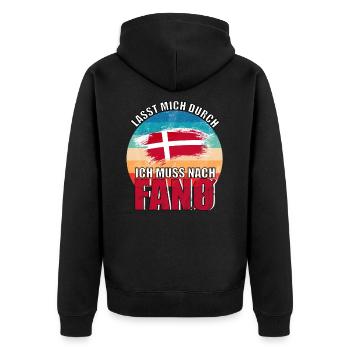 Fanö - Unisex Premium Bio Zip Hoodie - Schwarz - Hinten - Nico (187cm)