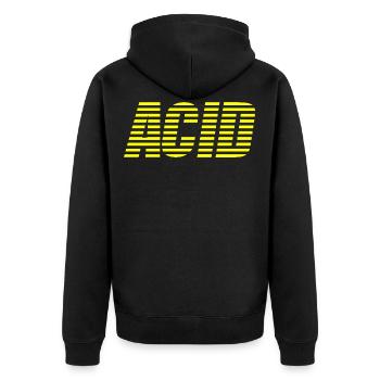 acid house techno - Unisex Premium Bio Zip Hoodie - Schwarz - Hinten - Nico (187cm)