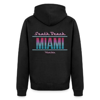South Beach Neon - Unisex Premium Organic Zip Hoodie - black - Back - Nico (187cm)