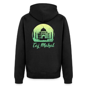 Taj Mahal - تاج محل - Unisex Premium Bio Zip Hoodie - Schwarz - Hinten - Nico (187cm)