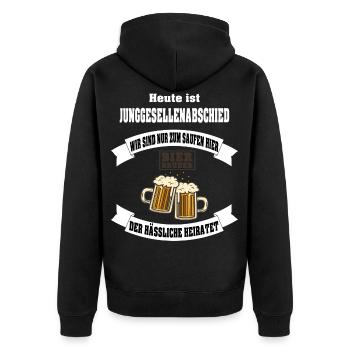 Wir sind zum saufen hier der hässliche heiratet - Unisex Premium Bio Zip Hoodie - Schwarz - Hinten - Nico (187cm)