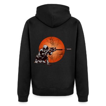 Sniper sniper as TShirt motif Zocker Desig - Unisex Premium Organic Zip Hoodie - black - Back - Nico (187cm)