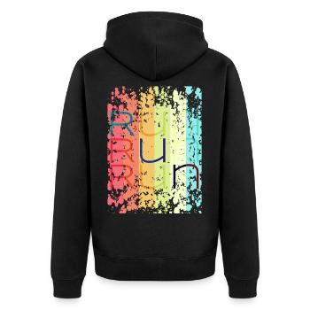 run run - Unisex Premium Bio Zip Hoodie - Schwarz - Hinten - Nico (187cm)