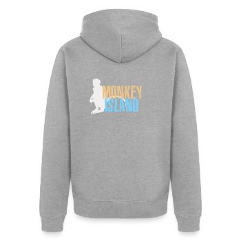 Monkey Island - Affen Insel - Thailand Südostasien - Unisex Premium Bio Zip Hoodie - Grau meliert - Hinten - Nico (187cm)