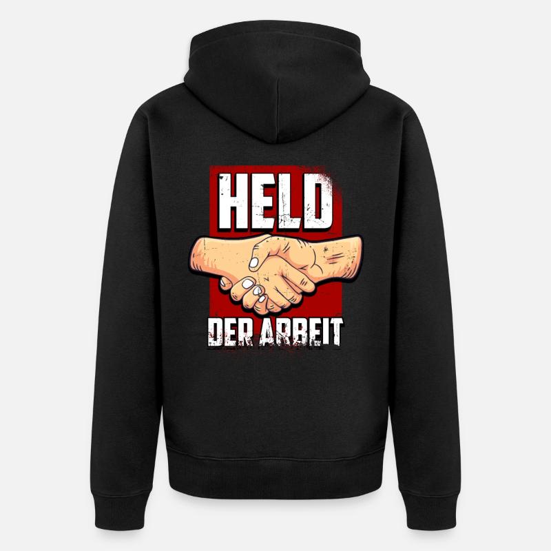 DDR Held der Arbeit Geschenkidee - Unisex Premium Bio Zip Hoodie - Schwarz