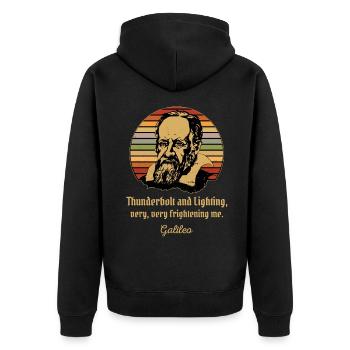 Thunderbolt and Lightning Galileo Motiv - Unisex Premium Bio Zip Hoodie - Schwarz - Hinten - Nico (187cm)