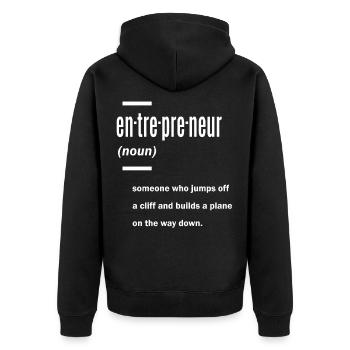 Unternehmer Definition Geschenkideen - Unisex Premium Bio Zip Hoodie - Schwarz - Hinten - Nico (187cm)