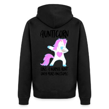 Aunticorn - aunt with dabbing - Unisex Premium Organic Zip Hoodie - black - Back - Nico (187cm)