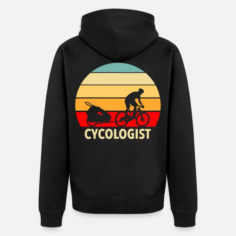 Remorques papa VTT Retro Cycologist - Veste à capuche bio Premium Unisexe - noir